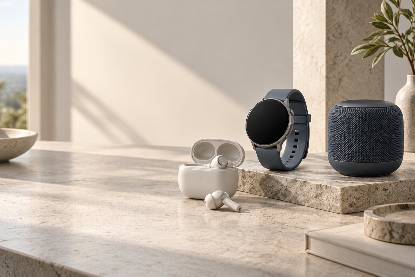 QOMILAX technology products in a calm everyday setting